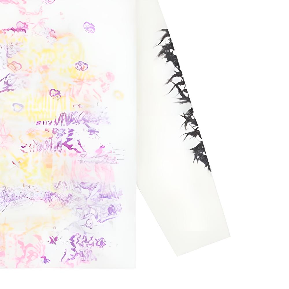 We11done FW23 Cracked Letter Logo Printed Long Sleeve T-Shirt Unisex Tops White WD-TT3-23-756-U-WH