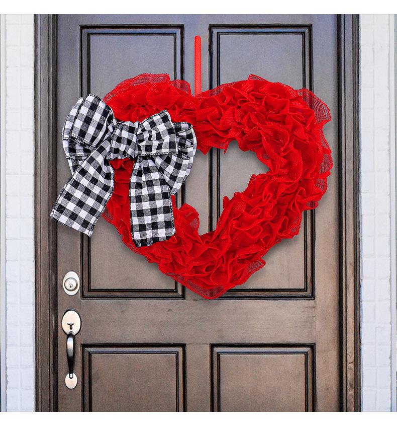 Red Roses Heart-Shaped Mother's Day Wreath - Fabric Door Decoration for Spring Festivities