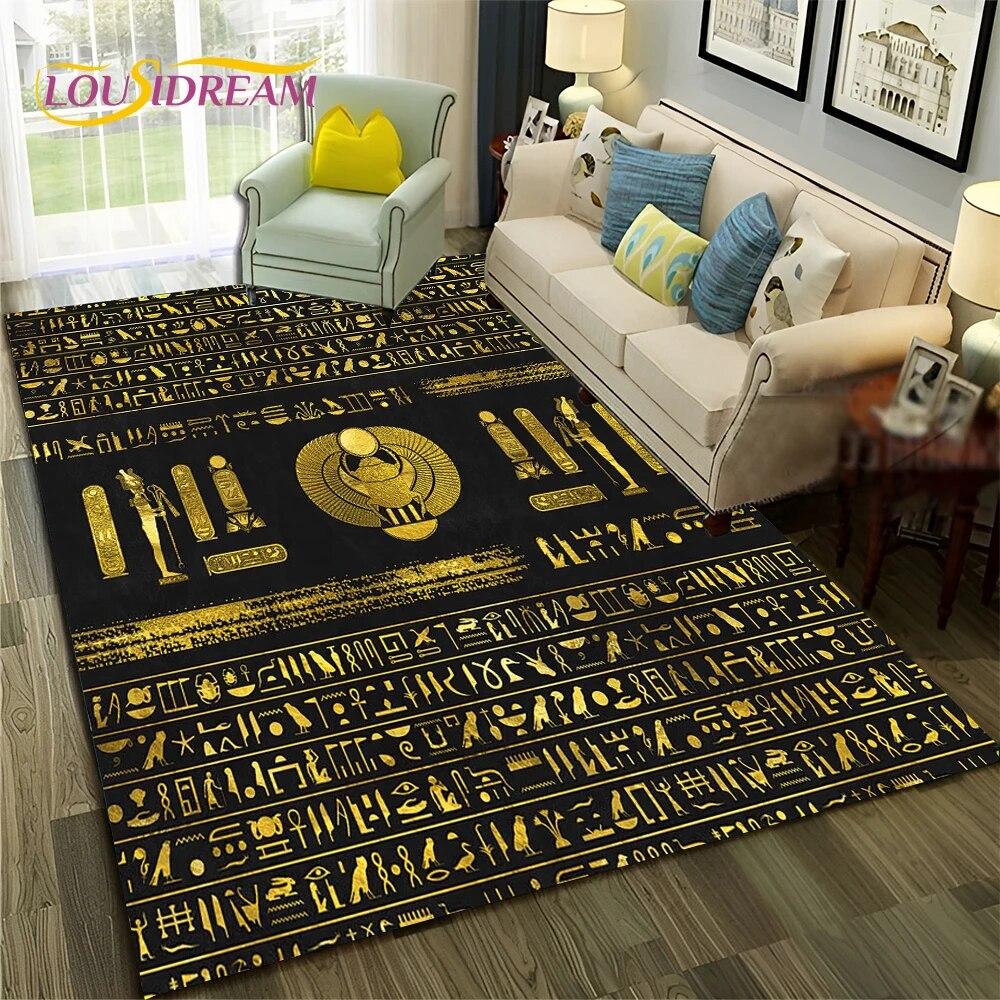 Ancient Egyptian Hieroglyphics Symbol Carpet Rug for Home Living Room Bedroom Sofa Doormat Decor,kid Area Rug Non-slip Floor Mat