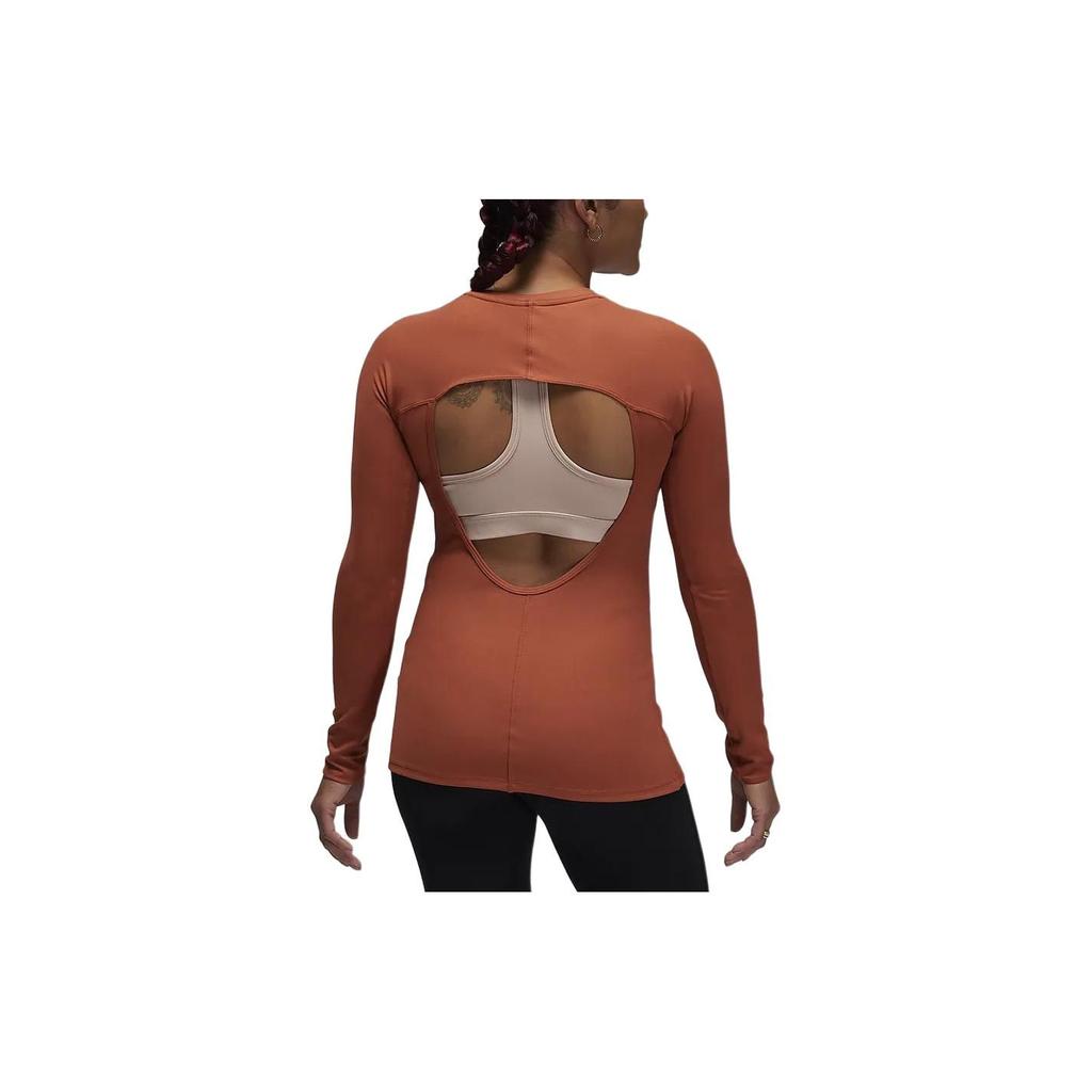 Jordan Sport Half-Zip Quick-Dry Long-Sleeve T-Shirt Women Tops Gray Peach FN5114-209