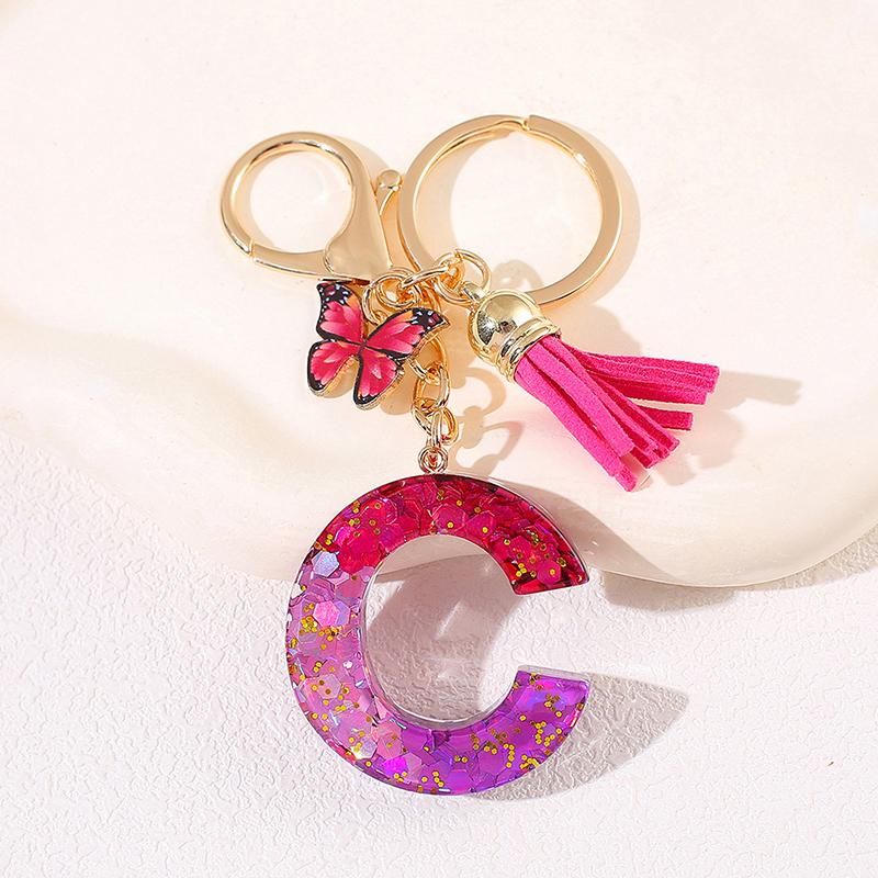 

Брелок с подвеской в виде буквы от A до Z с блестками и пайетками, кисточкой и шармами в виде звезды и шарика, женский, для сумки, аксессуар для автомобиля