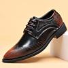 Mens Dress Shoes Business Casual Crocodile Embossed Pointed Toe Large Size Leather Shoes
