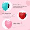WOSTU Enamel Smooth Red , Pink and Blue Three-color Heart Shape 925 Sterling Silver Charm Beads Fit Bracelet Bangle Fine Jewelry