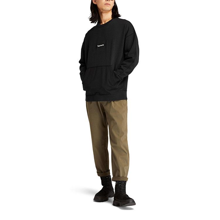 Timberland Broderie Spate Outdoor Casual Larg Pulover Sweatshirt Gât Rotund Bărbați Sweatshirt Negru A2438-001