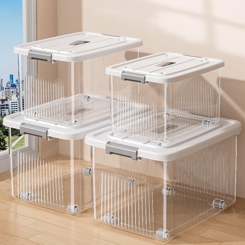 Large Transparent Plastic Storage Box for Clothes, Snacks, Books, and Toys