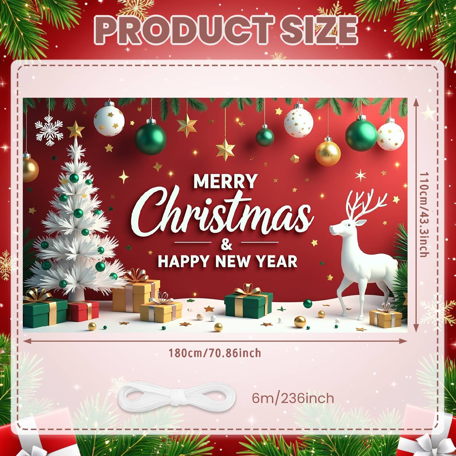 New Year Display Gold Stars Festive Banner Happy New Year Background Snowflakes Winter Display For Home Decor Xmas Gathering