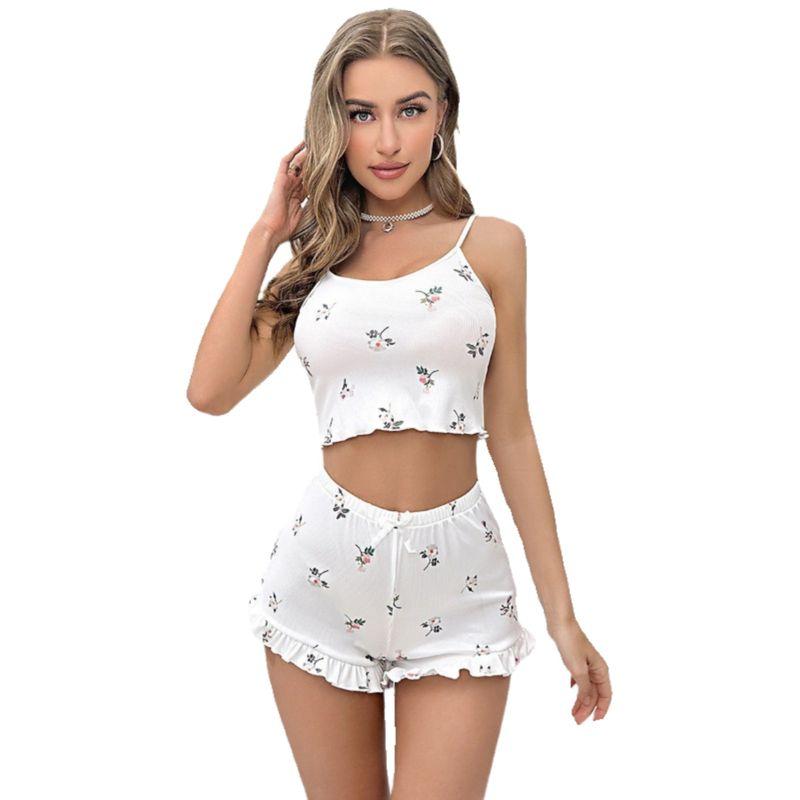 Summer Camisole Pajamas Homewear Suit Women New Arrival Sexy Halter Top Two-Piece Women