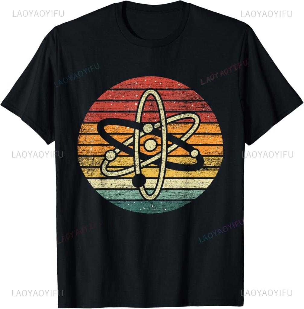 Graphic Birthday Gift  Atom Retro Style Science T-Shirt Men Clothing Streetwear Graphic T Shirts  Anime Tshirt