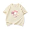 Kids Cotton T Shirt Adorable Mouse With Bow  Flower Print Crew Neck Short Sleeve Tee Casual Boys Girls Summer Tops