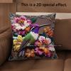 2D Hummingbird Floral Print Decorative Pillow Covers Pattern Cushion Cover Suitable For Sofa Bedroom Car Pillow Cover