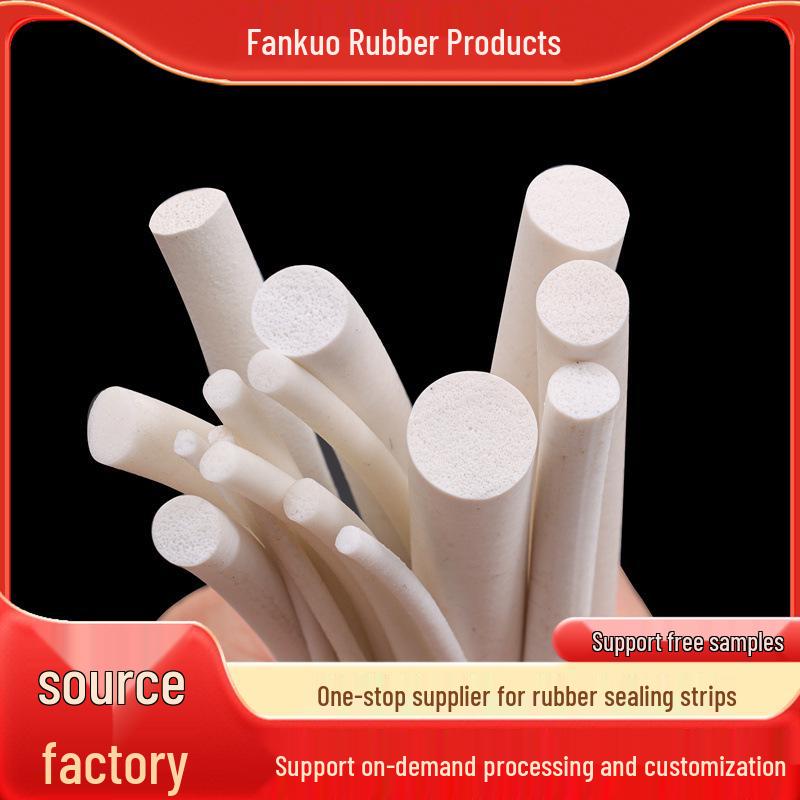 White Silicone Foam Sealing Strip - Round, Sound Insulating, Temperature Resistant, Soft Rubber O-ring. Diameter 2mm