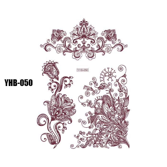 Henna Lace Tattoo Sticker for Back of Hand - Brown, Disposable, Water-Transfer