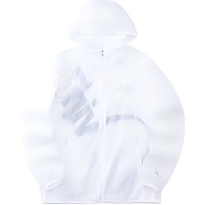 Lifestyle Series Letter Zipper Hooded Long Sleeve Windbreaker Women Windbreaker Snow-White 162228606-1