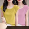 Women Modal T Shirt Short Sleeve Summer Slim Fit Flutter Sleeve Round Neck Comfortable Casual Tee