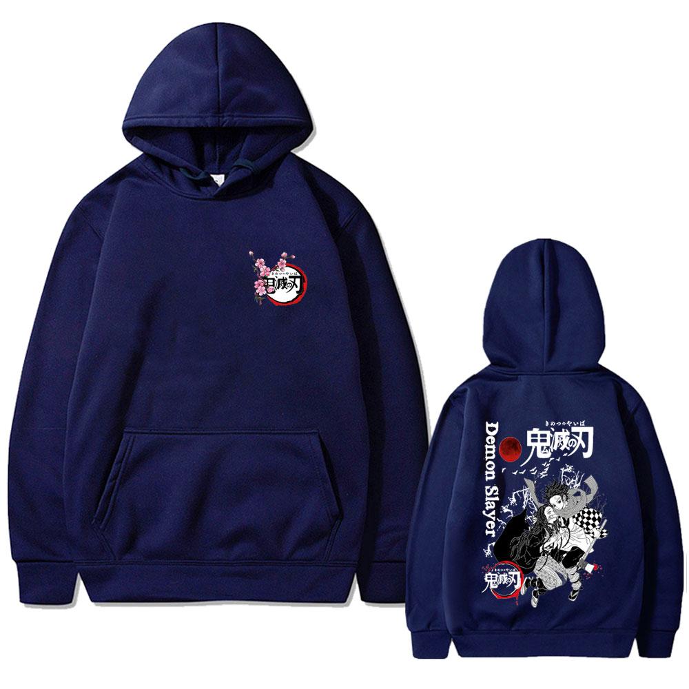 Anime Demon Slayer Cherry Blossom Graphic Hoodie Kamado Nezuko Kamado Tanjirou Pullover Men Women Casual Fleece Hoodies