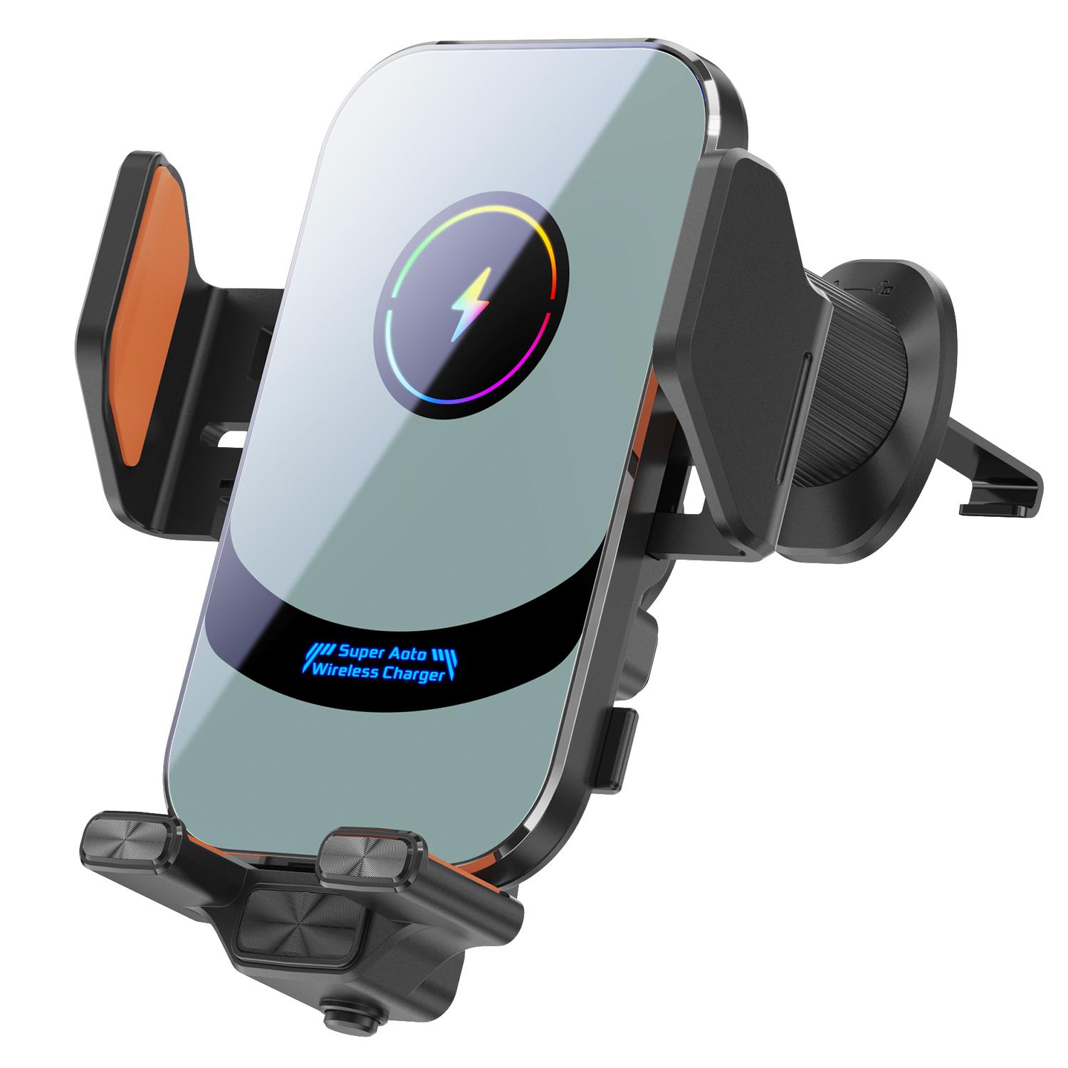 

X16 Magnetic Phone Mount Car Smart Sensor Air Vent Phone Holder Automatic Wireless Charger Silver