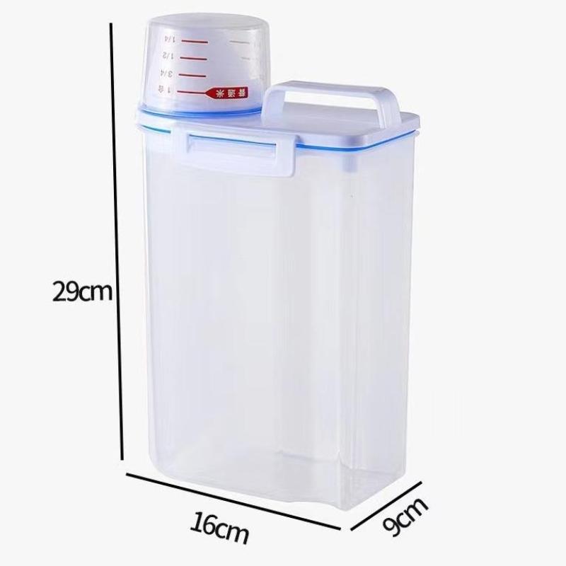 Food Grade Rice Storage Container BPA Free Sealed Canister with Measuring Cup for Grains Nuts Flour Kitchen Storage