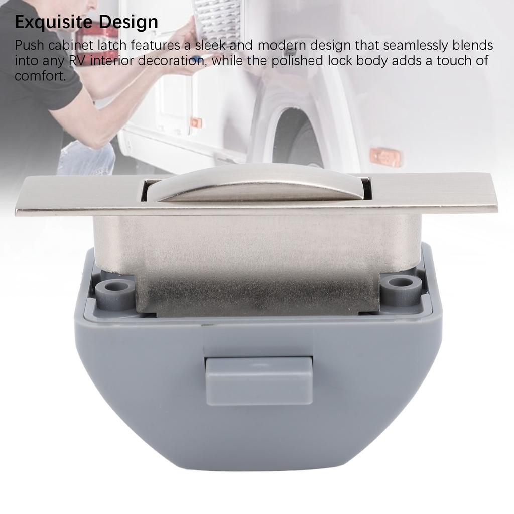RV Push Cabinet Latch Zinc Alloy Keyless Cupboard Locks for RV Yachts Motorhome Caravan Brushed Nickel