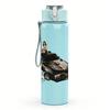 1PC Retro car driving landscape print 750ml colorful plastic sports water bottle leakproof pop up lid with straw for outdoor work home use