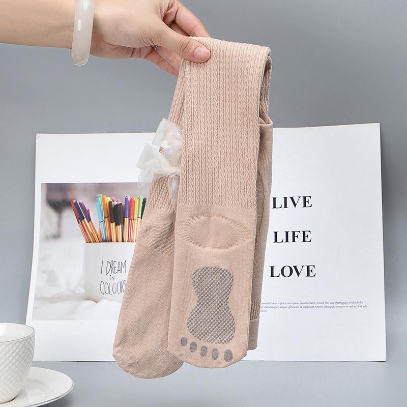 Girls' Cotton Cable Knit Bow Tights - Autumn/Winter Footed Leggings