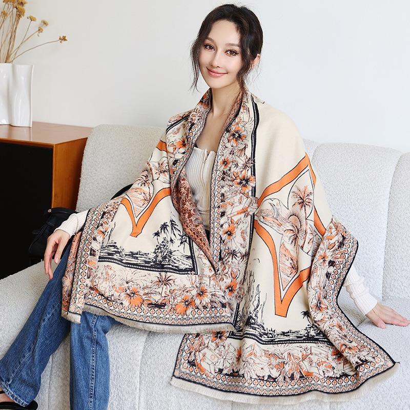 Women S Thick Warm Vintage Faux Cashmere Scarf Shawl Versatile All Season