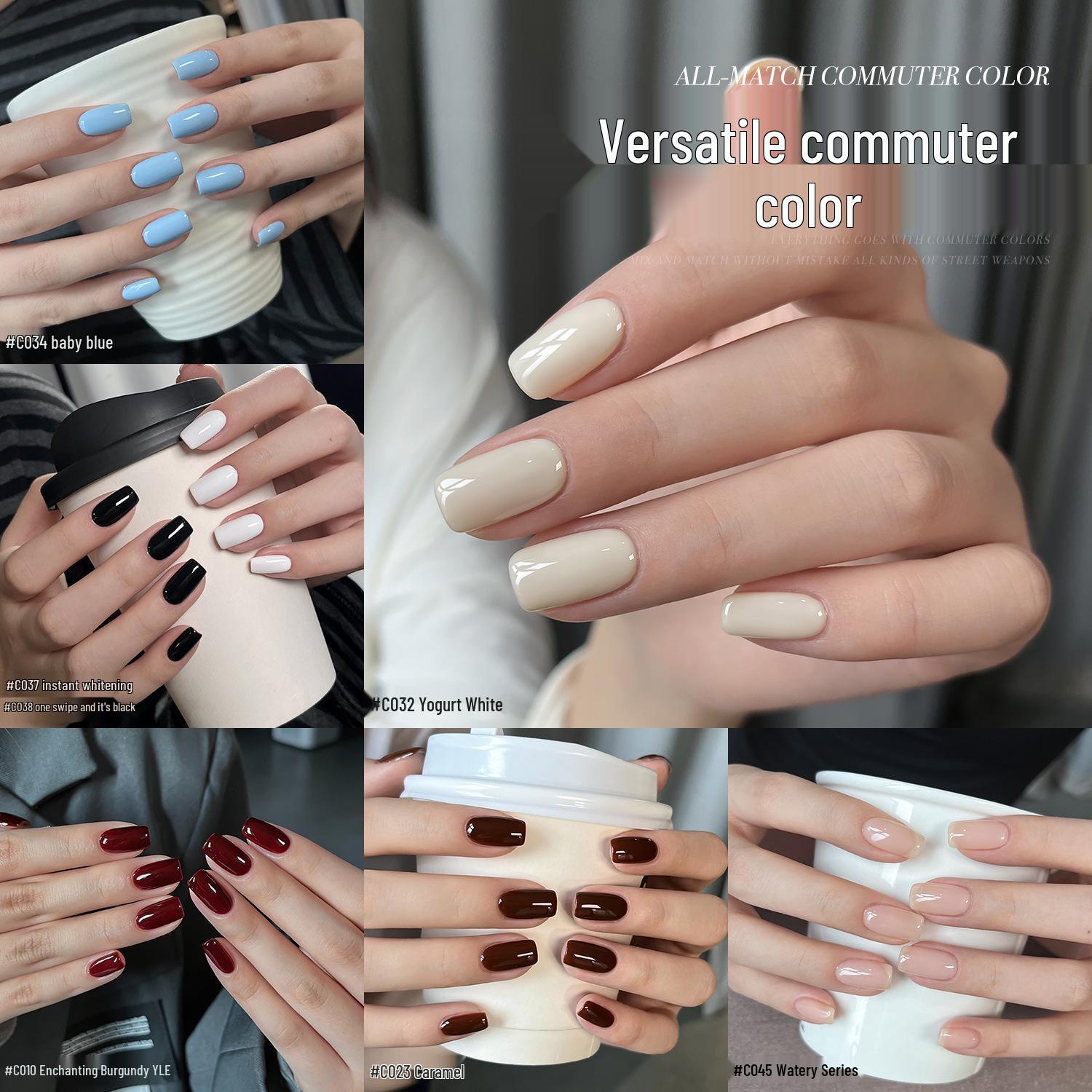 

Gaoy 2025 New Fall/Winter Caramel, Cream, and Black Gel Nail Polish