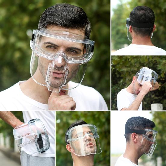 Återanvändbar Ansiktsskärm Helansikts Skyddsmask Klar Stänksäker Ansiktsmask Anti-dimma Säkerhetsglasögon för Matlagning Slipning Skärning