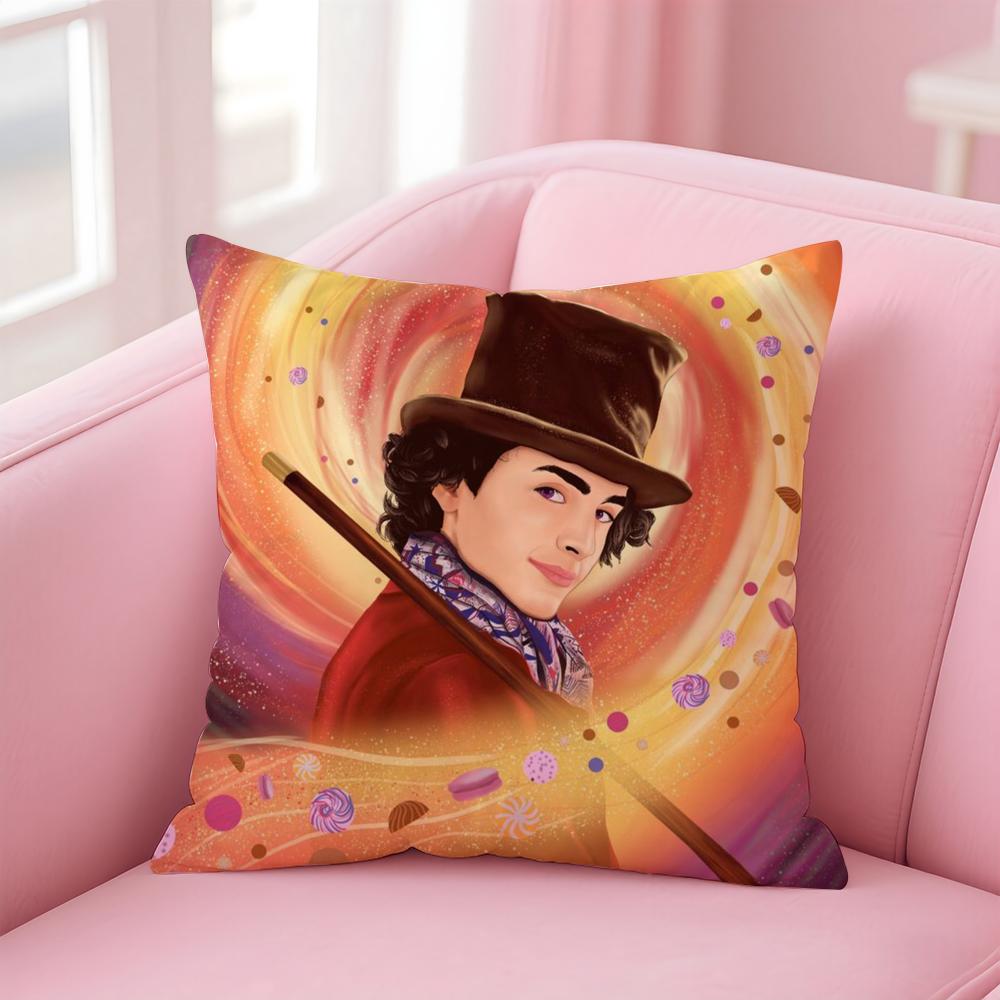 

Moive W-Wonka New Cushion Cover Comfortable Reversible Pillow Cover Ideal for Car Sofa Bedroom & Beyond 12x12Inch