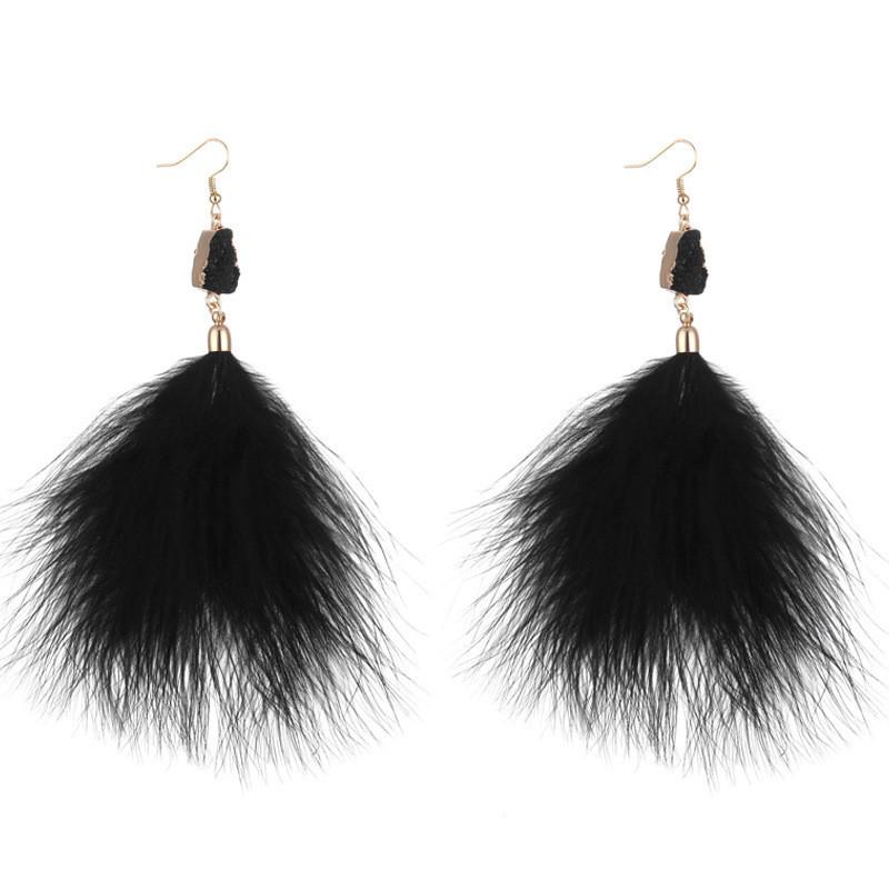 

Unique Plush Feather Earrings For Women Fall 2021 Geometric Fashion Street