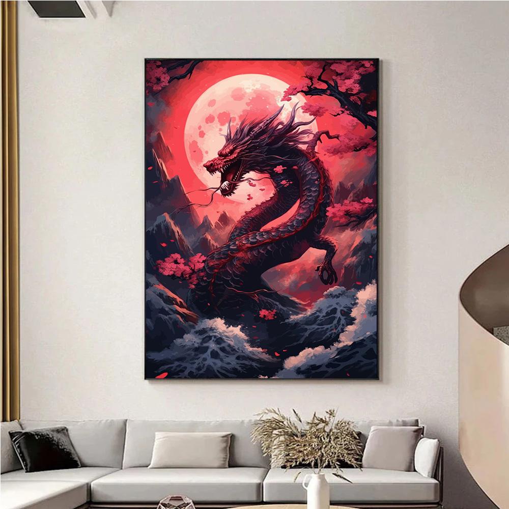 Fantasy Oriental Dragon In The Clouds Prints Poster Canvas Painting Modern Wall Art Pictures For Living Room Bedroom Home Decor
