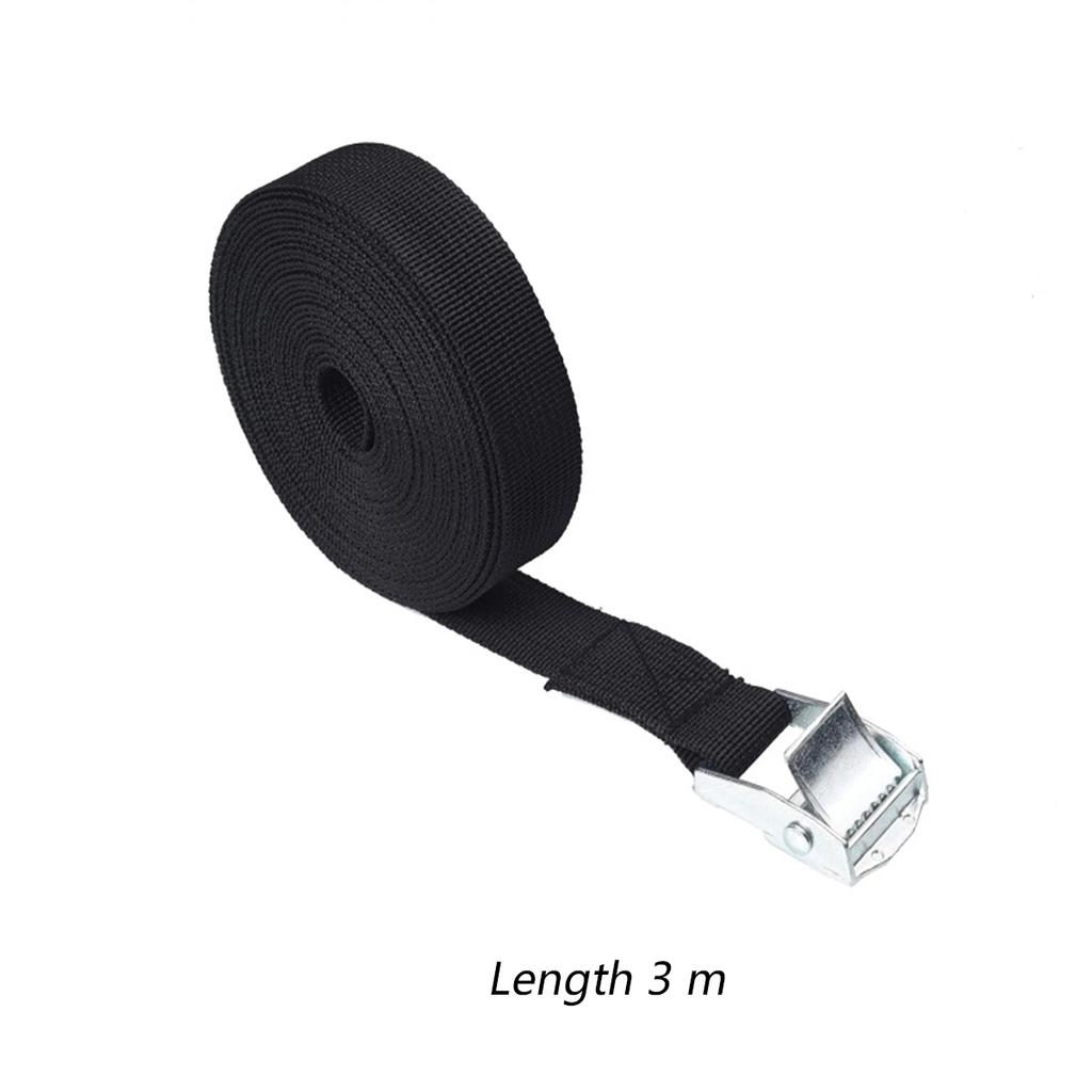 Rope Strong Ratchet Belt Black Buckle Tie-Down Belt Cargo Straps for Car Motorcycle Bike Metal Buckle