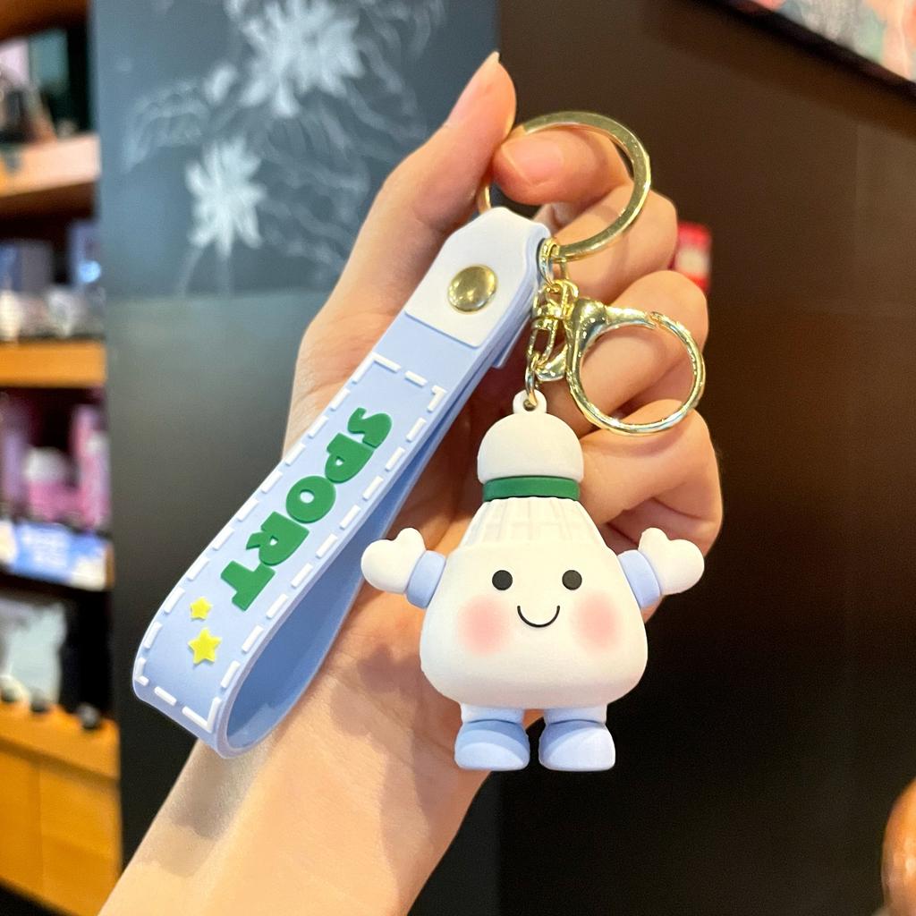 Original Badminton Figurine Keychain Fashionable Fun Cartoon Tennis Pendant Small Gift Football-related Souvenir