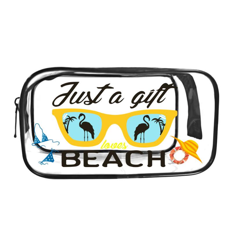 Spacious Cosmetic Bag Transparent Beach Style Portable Makeup Organizer Large Capacity for Travel Use