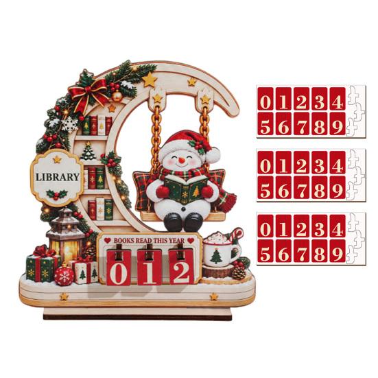 Creative Christmas Present Wooden Moon Swing Countdown Calendar, Tabletop Holiday Seasonal Ornament Decoration Ornament, Festive Home Decor Craft Gift