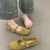 Suede Flat Mary Jane Shoes Women's Spring and Autumn Round Head One-word Belt Single Shoes Women