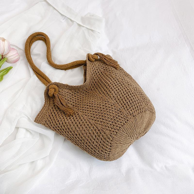 Large-capacity Design Handbag New Hollow-woven Lazy Literary Seaside Leisure Shoulder Armpit Bag