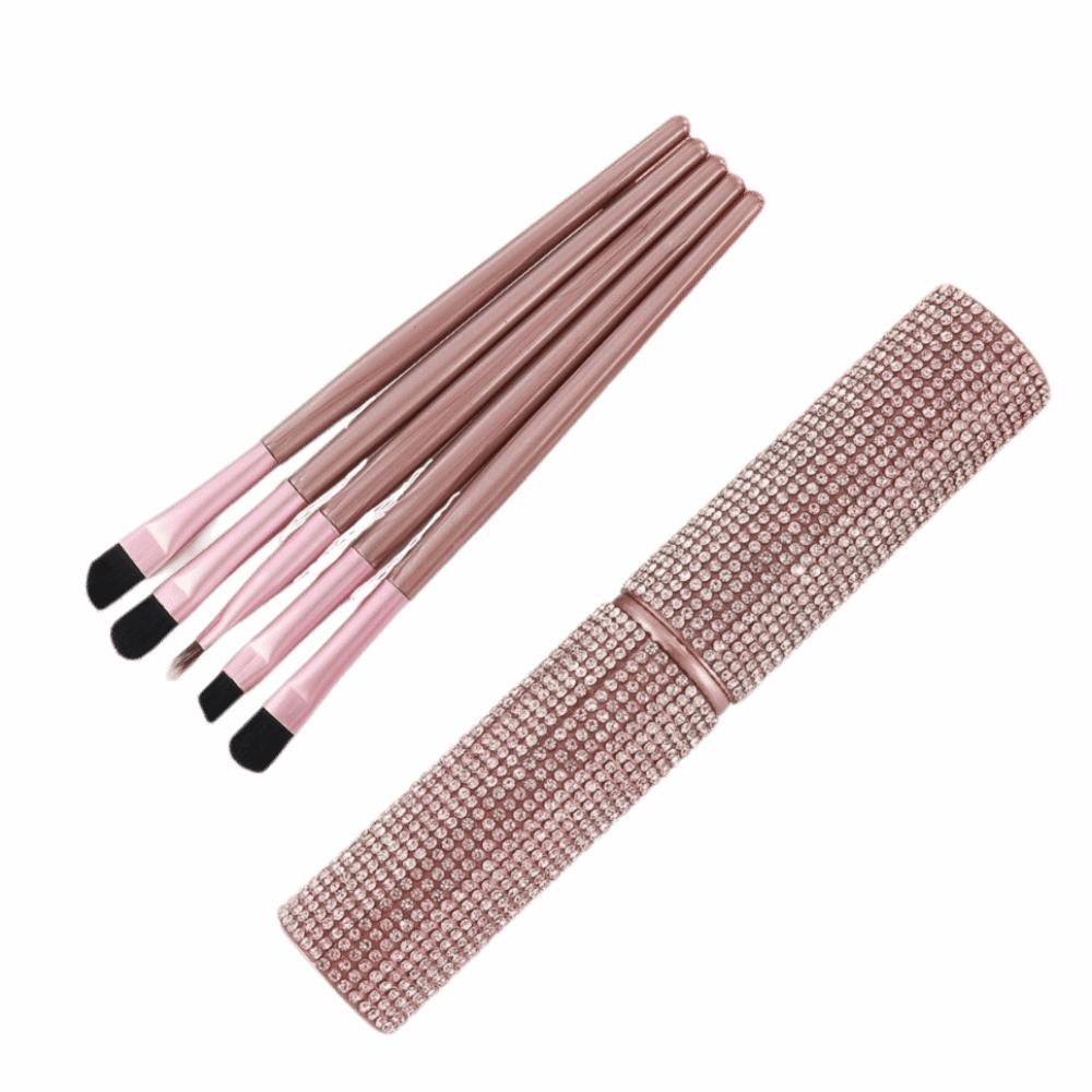 Portable Eye Makeup Brushes Set Synthetic Hair Eyebrow Brush Kit  Travel Cosmetic Tools розового золота