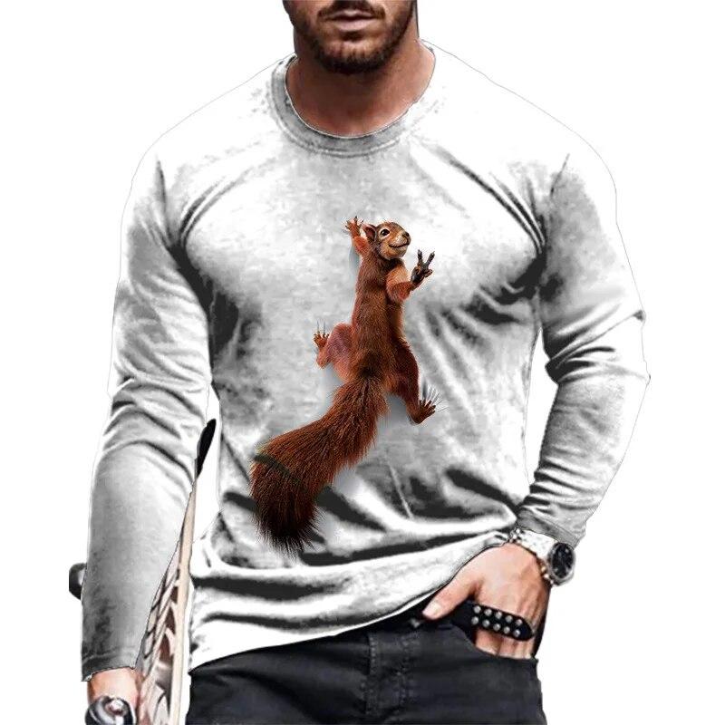 Simple Vintage Pattern 3d Print Men's O-Neck T-shirt Casual Long Sleeve Oversized Pullover Fashion T-shirt Men Clothing