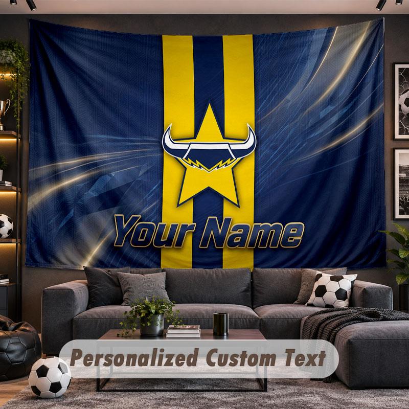 Wall Hanging Tapestry Custom NameNorth Queensland Cowboys Pattern Personalized Printed Fabric Wall Decor
