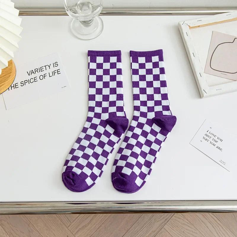 Unisex Socks Funky Harajuku Trend Women Checkerboard Socks Geometric Checkered Sock Men Hip Hop Cotton Streetwear Novelty Soks