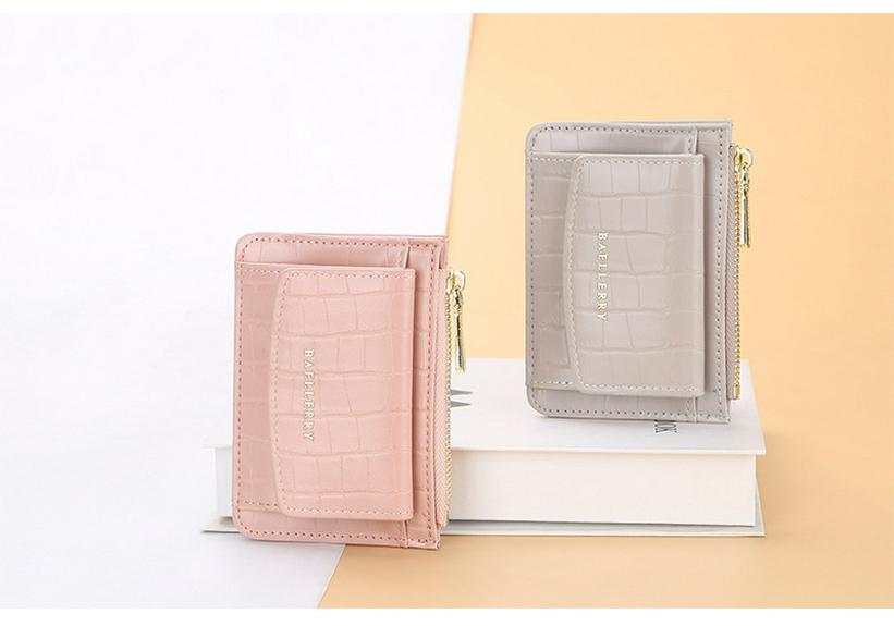 Baellerry Women's Crocodile Pattern Card Holder Coin Purse: Korean Style Fashion Wallet with Large Capacity and Multi-Card Slots