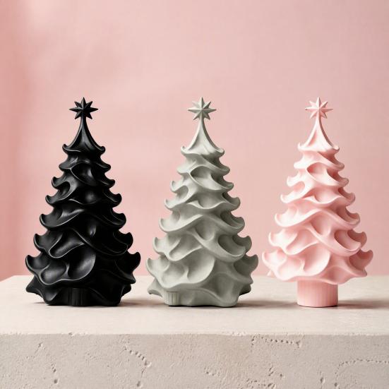 Office Desk Accessories 3D Printed Christmas Tree Ornament, Modern Minimalist Tabletop Decor Seasonal Showcase Display for Home Display, Festive