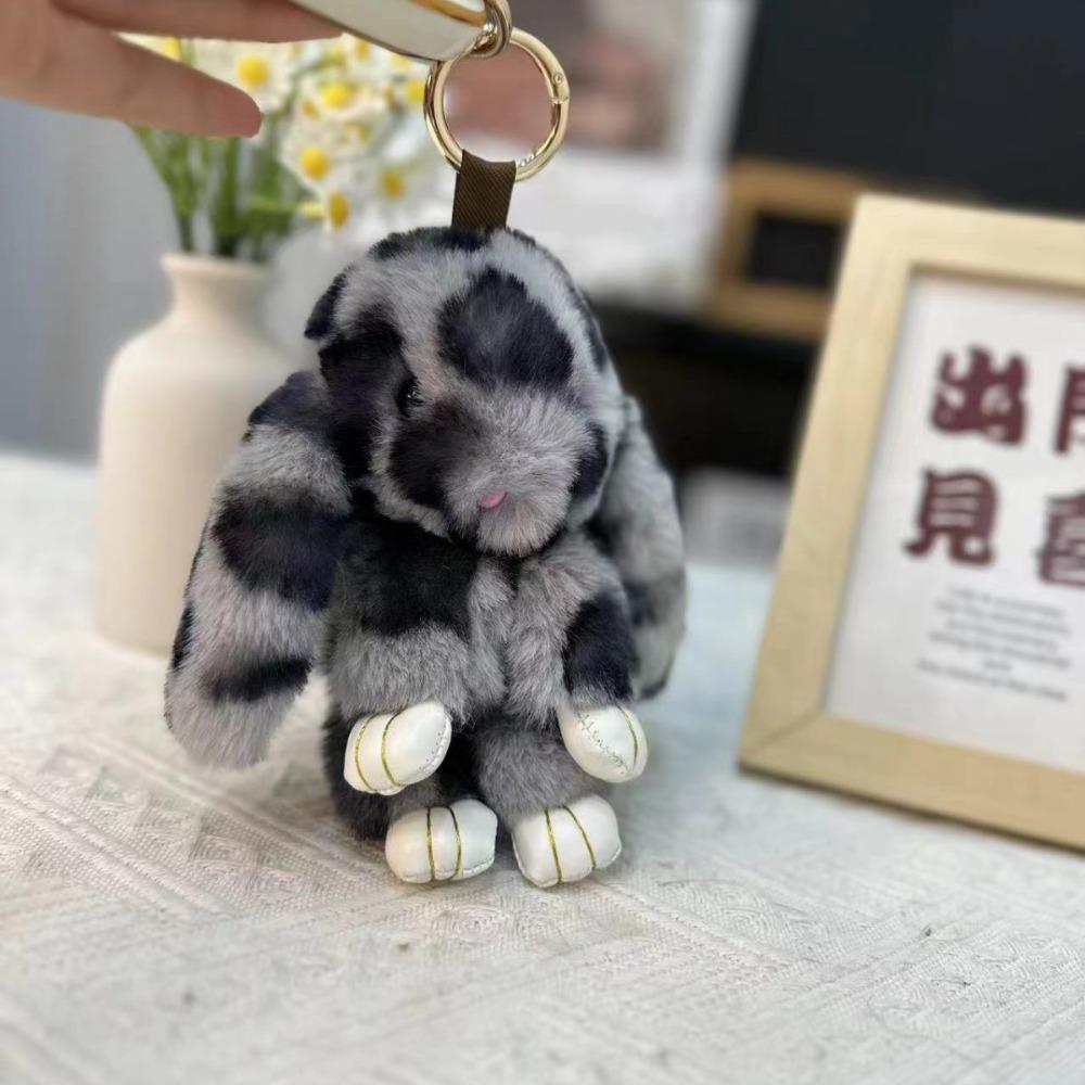 Fashion Pluff Bunny Keychain Lovely Rabbit Fur Keychain Play Dead Rabbit Doll  Women