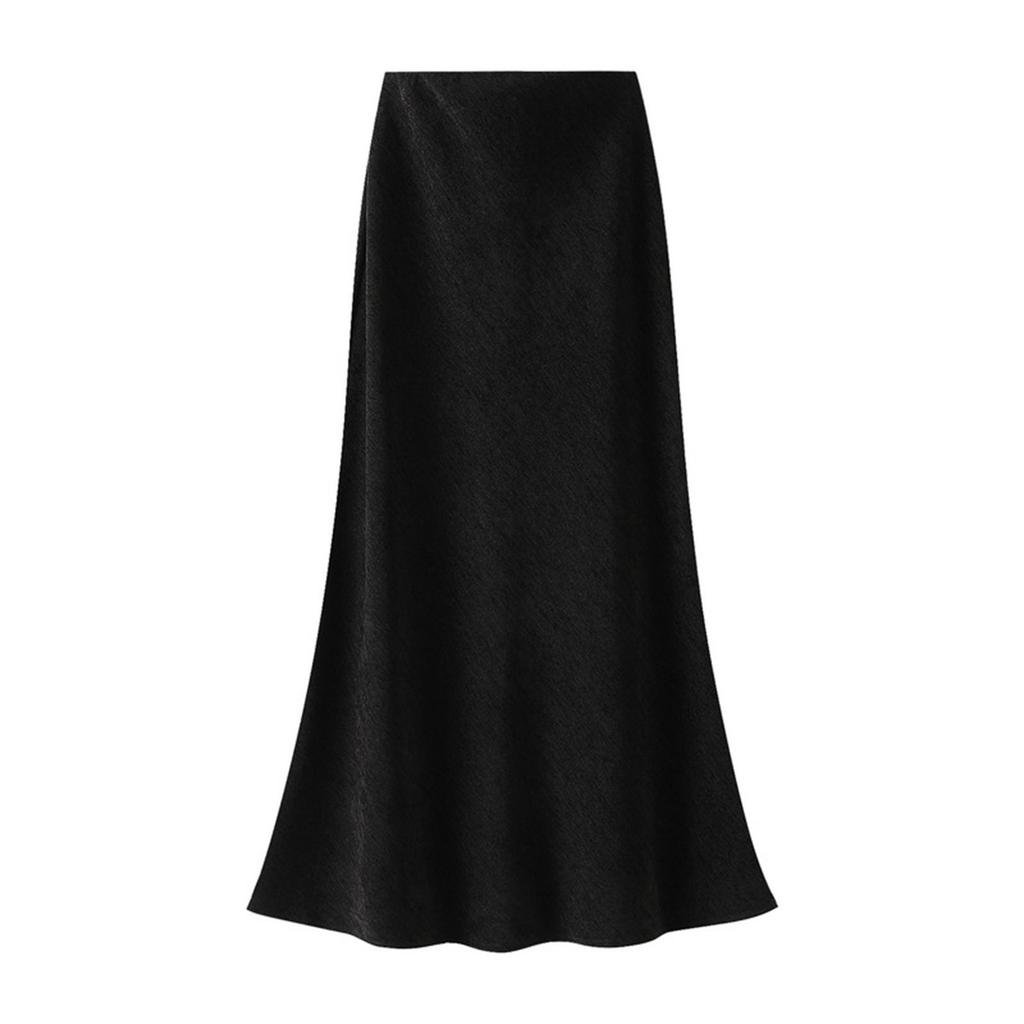 Women's Fashion Casual Solid Color High Waist Thin Mid-length Thickened  Fishtail Bustier Skirt
