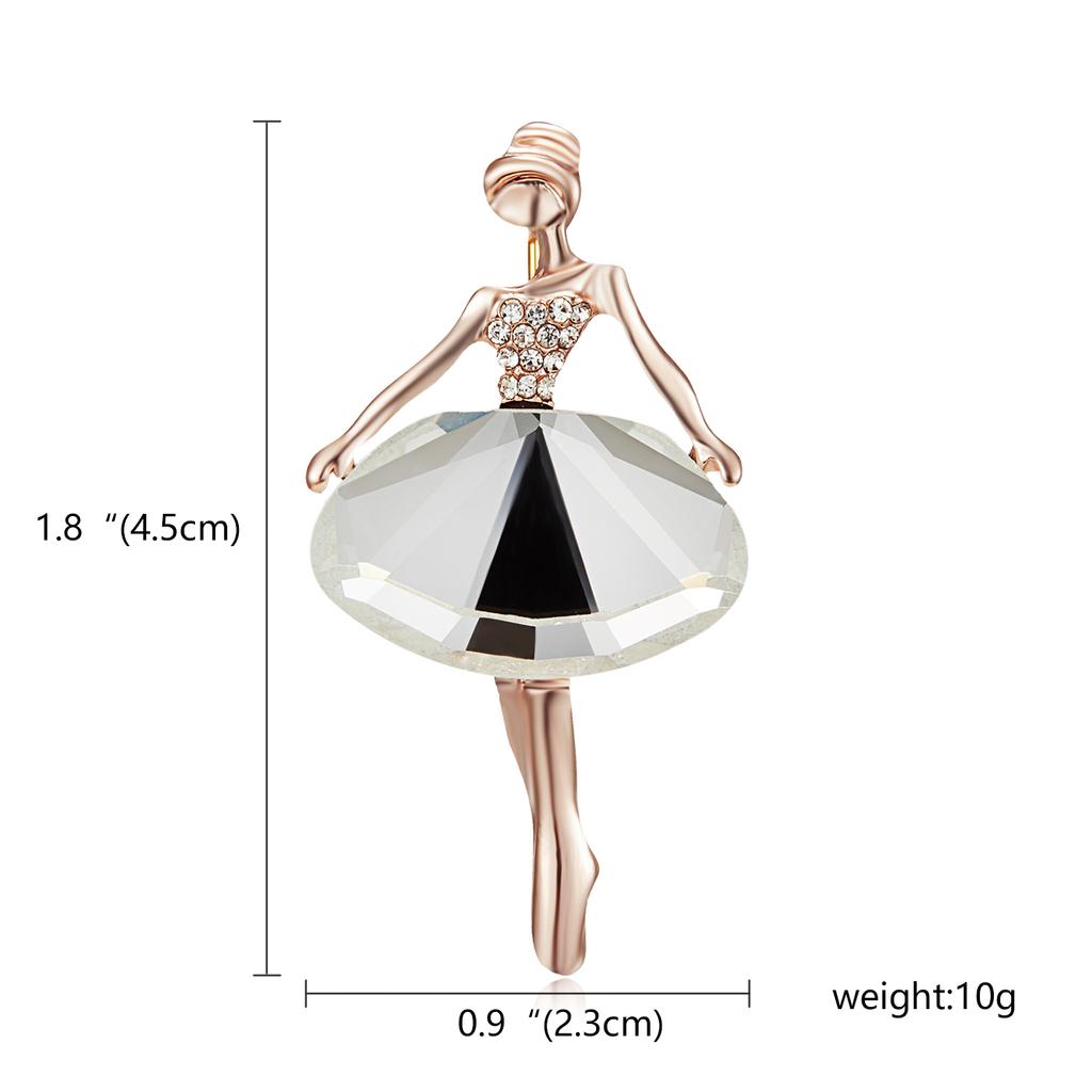 Rinhoo Fashion Ballet Girls Crystal Brooches For Women Cute Rhinestone Gymnastics Ladies Dancer Enamel Pins Figure Badge Jewelry