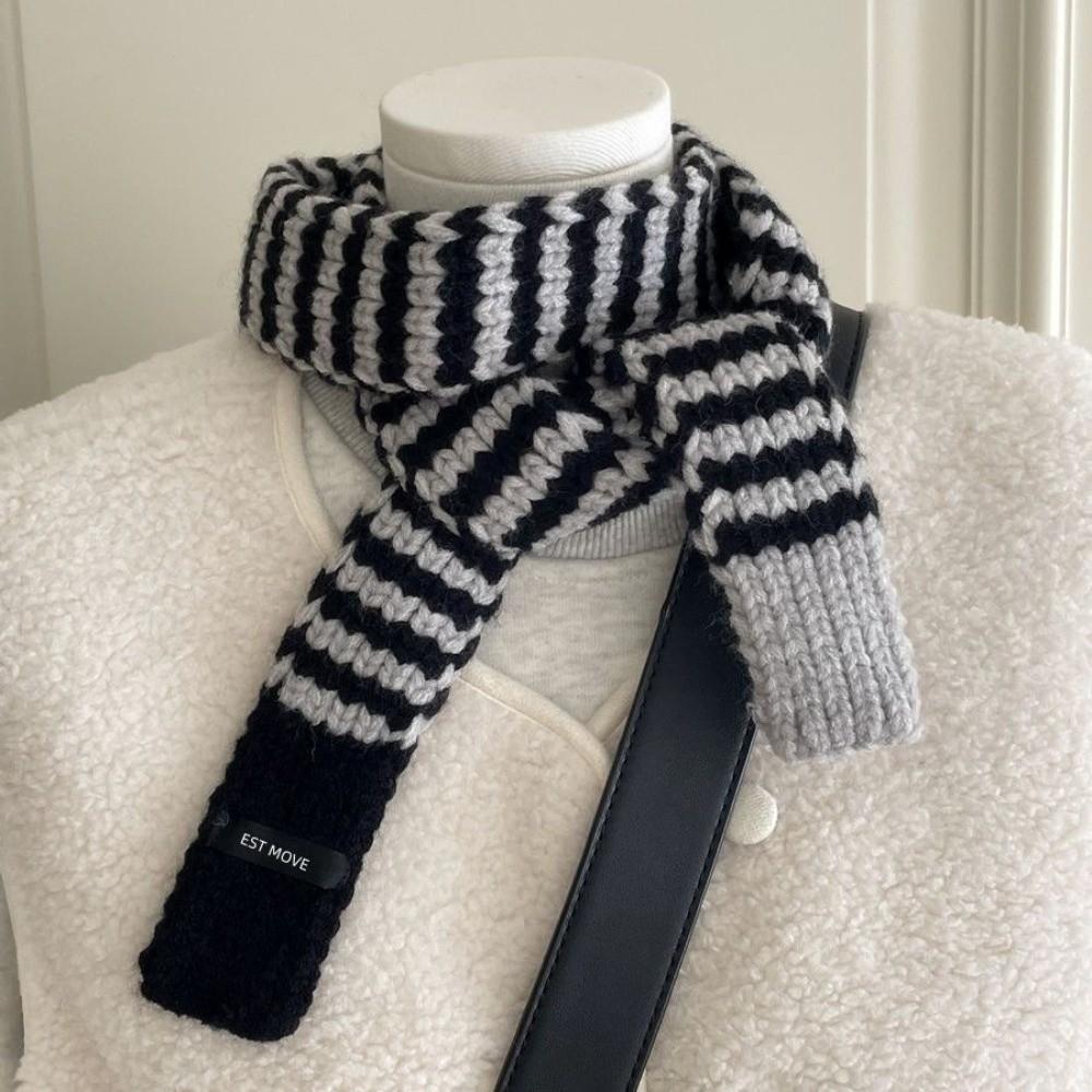 Harajuku Long Narrow Scarves Korean Style Knitted Neck Guard Cute Striped Scarf Streetwear