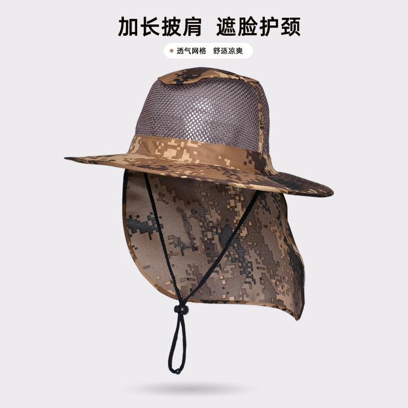9227 new outdoor mountaineering fishing hat summer men's sunscreen visor hat big brim shawl bucket hat