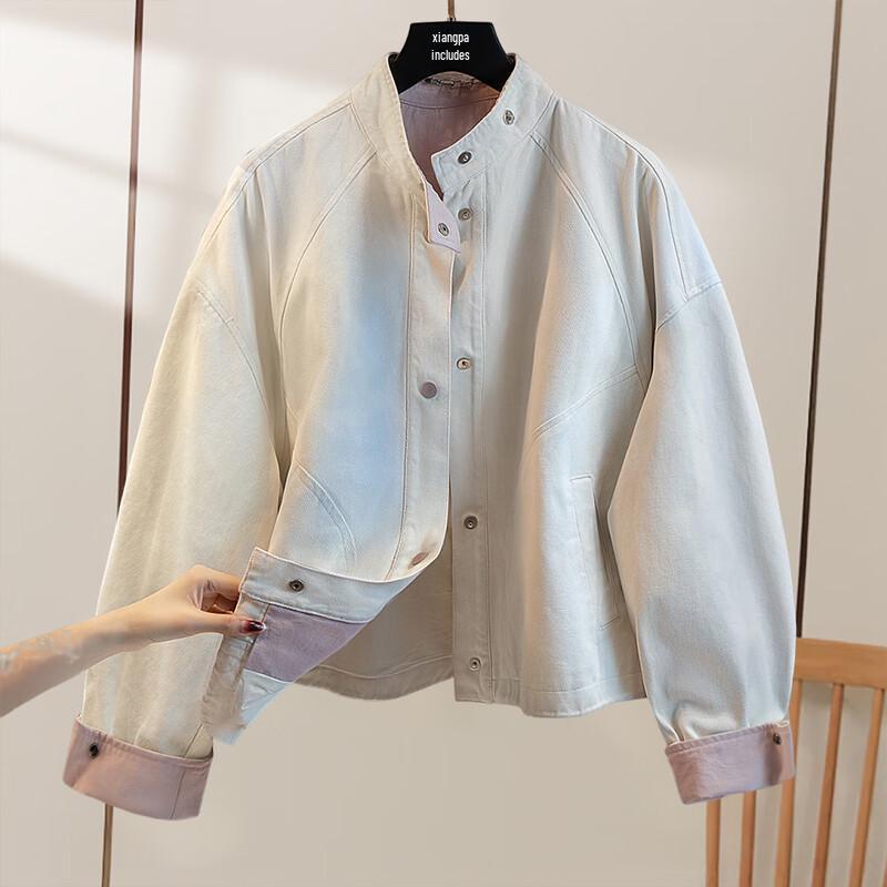 

Женская осенняя куртка SIBOSHE с цветными блоками и воротником-стойкой S