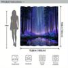 Enchanted Forest Shower Curtain 180X180Cm – Mystical Purple Trees With Glow Path & Stars, Fantasy Bathroom Decor, 12 Hooks