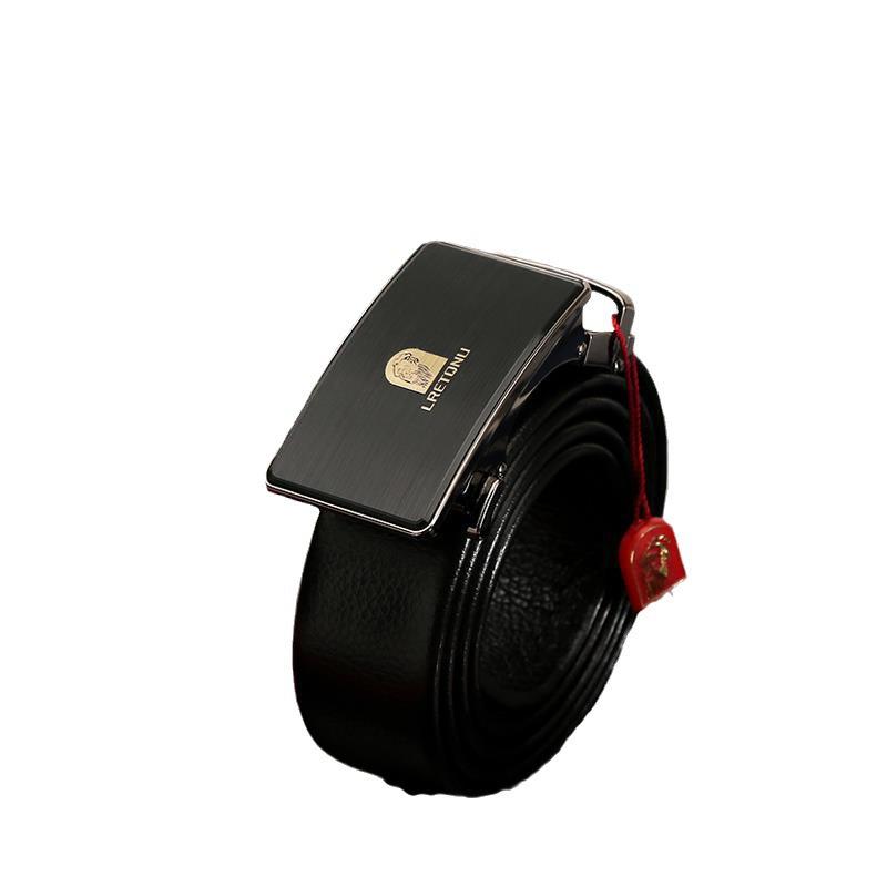 Men'S Cowhide Belt Automatic Buckle Genuine Leather Belt Business Belt Gift Box Belt